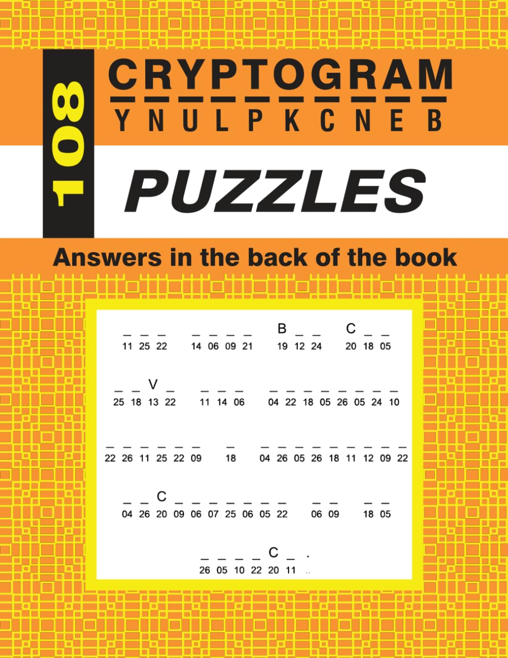 108 Cryptogram Puzzles using letters and numbers for the code